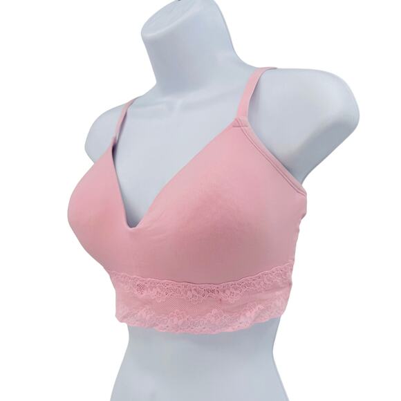 Natori Pink Lacy Bra Nordstrom Bliss Perfection Contour Soft Cup 32DDD Wireless - Picture 4 of 8